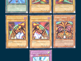 six different pokemon cards are displayed on a blue background