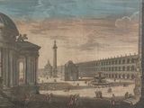 a drawing of a large building with a clock tower in the background
