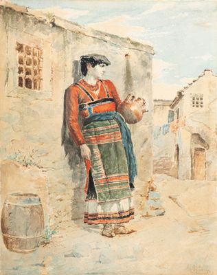 Ecole du XIXe siècle. Italienne à la cruche