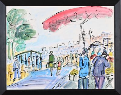 Jacques PELLEGRIN (1944-2021) Marché à Lyon Encre sur papier