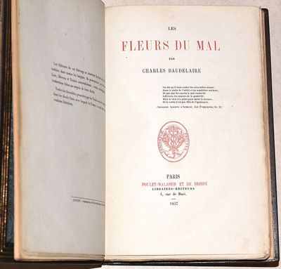 BAUDELAIRE (Charles).    LES FLEURS DU MAL. Paris, Poulet-Malassis et  - Photo 1