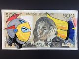 a picture of a drawing of a bird on a bank note