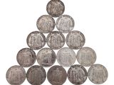 a lot of coins stacked on top of each other