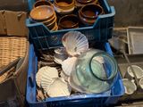 a display case filled with dishes and bowls