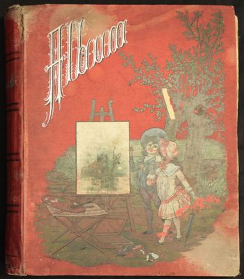 un vieux livre sur lequel figure l'image d'un homme et d'un enfant