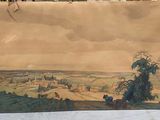 an image of a painting of a view of a town on a table
