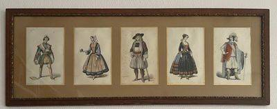 a picture of a picture of a group of people dressed in different outfits