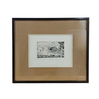 a black and white drawing of a house in a frame