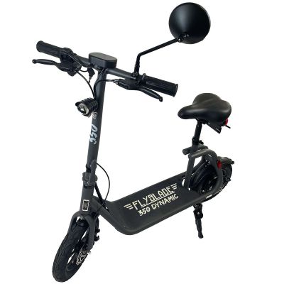 an electric scooter with a helmet on top of it