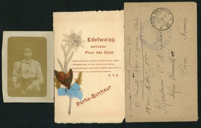 an old postcard with a picture of a man and a woman