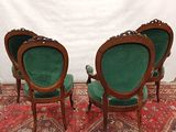 set of four victorian style green velvet upholstered chairs