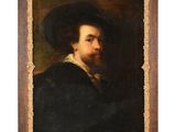 un tableau représentant un homme portant un chapeau noir et un manteau noir