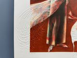 un tableau représentant une femme vêtue d'un kimono
