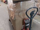 a cart with a box on top of it in a warehouse