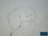 drawing of a woman holding a baby in her arms