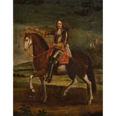 un tableau représentant un homme à cheval