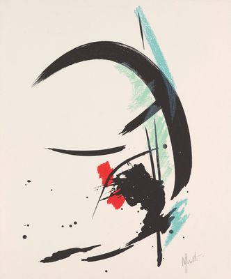 une image représentant une peinture noire et rouge sur fond blanc