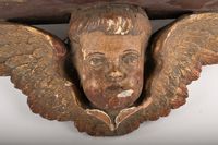 Paire de consoles d'applique en bois sculpté polychrome et d… (photo 3)