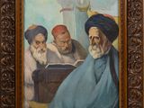 an image of a painting of three men sitting in a room