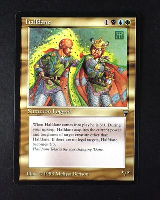 a close up of a card with a picture of two men on it