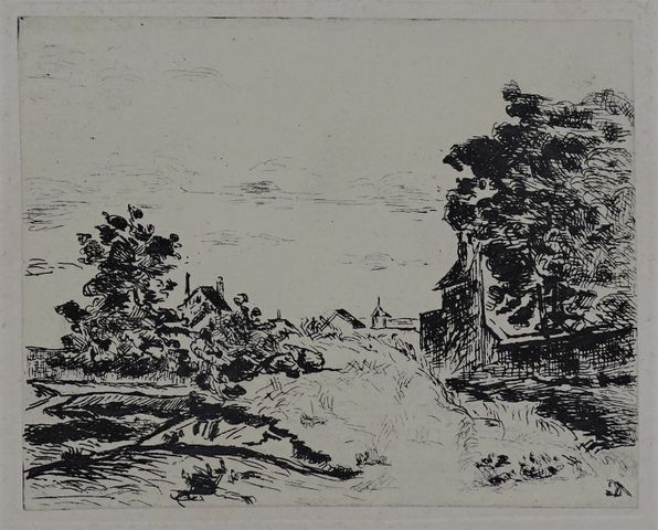 Armand GUILLAUMIN (1841-1927) « Entrée du village ». Eau forte. K...