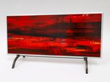 painting of red and black abstract painting on a white background