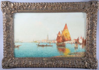 une image représentant une photo d'un tableau représentant des bateaux sur un plan d'eau