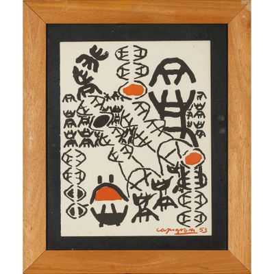 une photo encadrée représentant un tableau sur lequel figurent des caractères asiatiques