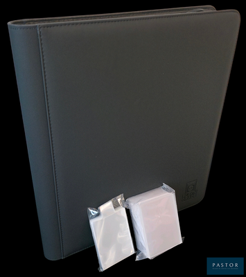 a black binder with two bags of tissues next to it