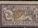 a stamp with a picture of a woman and a man on it