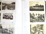 an open book with pictures of boats and buildings on it