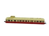 a red and white train car on a white background