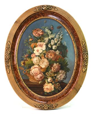 une peinture de fleurs dans un vase sur une table