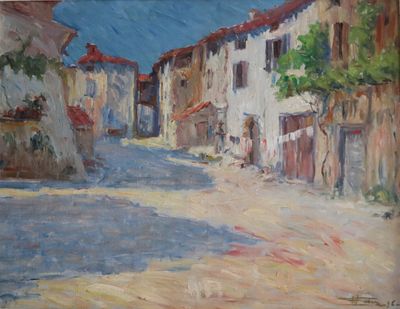 Henry FARRÉ (1871-1934) Jeune femme étendant le linge dans u…