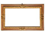 an old gold frame with a decorative pattern on a white background