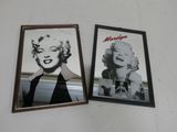 two framed photos of marilyn monroe and a coca cola bottle