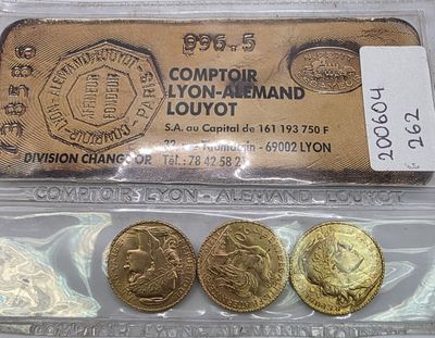 FRANCE - Réunion de 3 piéces de 20 francs or (900 millièmes)…