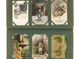 une boîte verte avec des photos de personnes à l'intérieur