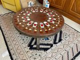 a table that has been decorated with red and white dots