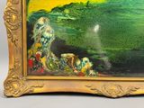 une photo d'un tableau représentant un oiseau, dans un cadre
