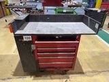 a workbench with a lot of tools on it
