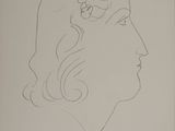 un dessin représentant la tête d'une femme avec une fleur dans les cheveux
