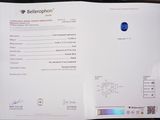 the certificate of a blue diamond is being displayed on the table