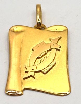 Pendentif en or jaune 18K 750ml à décor du signe du zodiaque du poisso - Photo 1