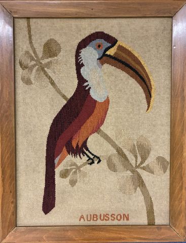 Tapisserie d’Aubusson « toucan ». 54x42cm. Sans cadre