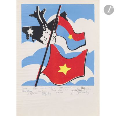 an image of a painting of a man holding a flag