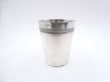 silver plated cup on white background with silver decoration