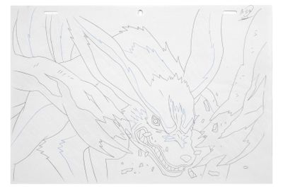 dessin représentant une tête de dragon avec une longue queue et un long museau
