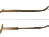 two pictures of a pair of wooden handled knives on a white surface