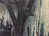 a painting of a tree in the middle of a park